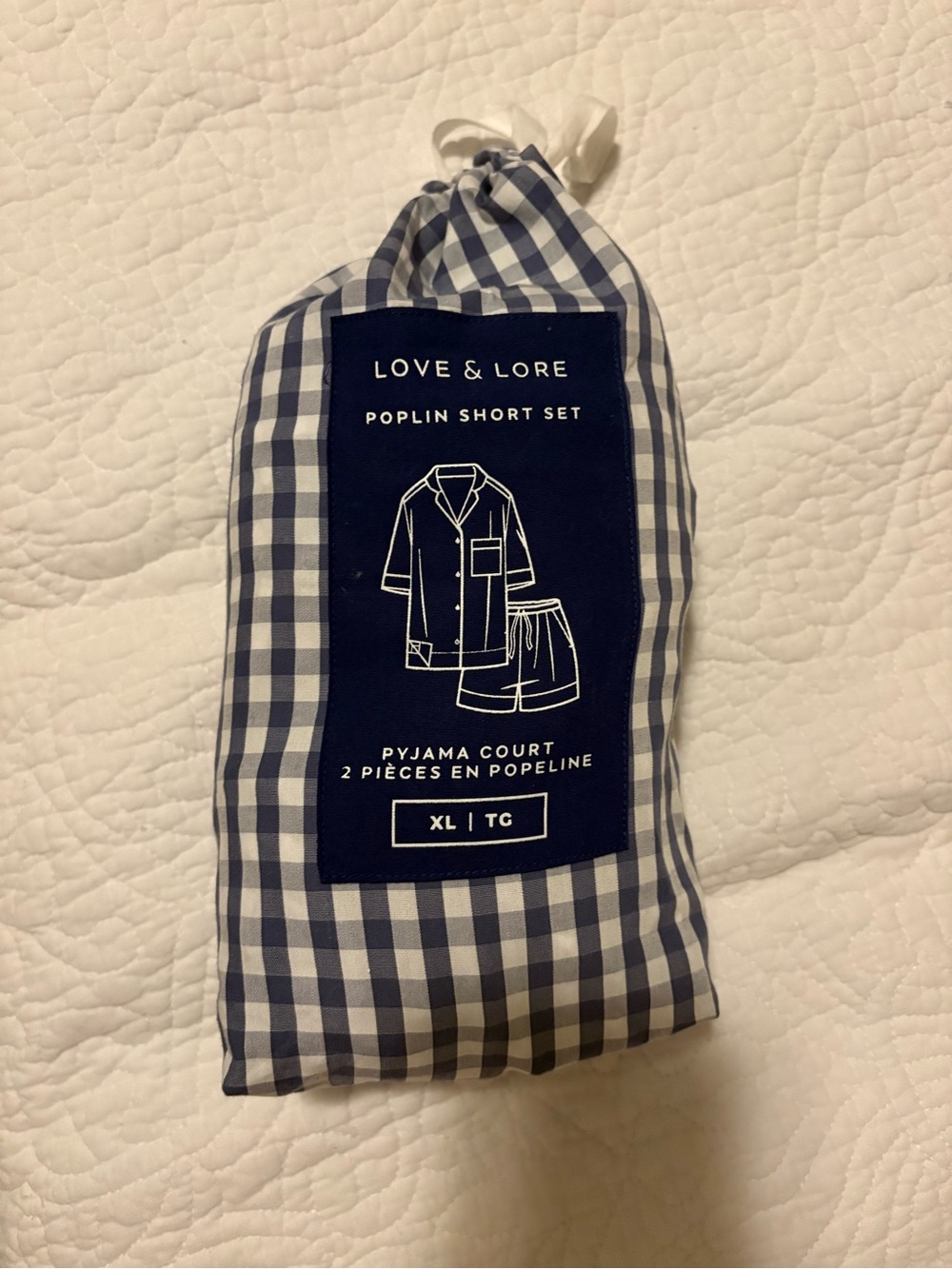 Navy Gingham Poplin Short Pajama Set - Navy